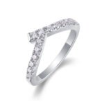 Asymmetric Moissanite Cross Band in Premium 925 Sterling Silver