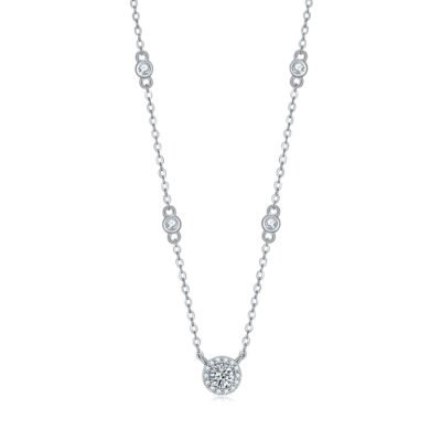 Moissanite Halo Necklace