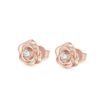 Grace Rose Studs from Aestra feature a sculpted rose silhouette crafted in 925 silver coated with rose gold, centered with a round brilliant moissanite. Designed with refined detailing and a polished finish, these earrings offer a clean, modern profile suited to everyday fine jewelry.